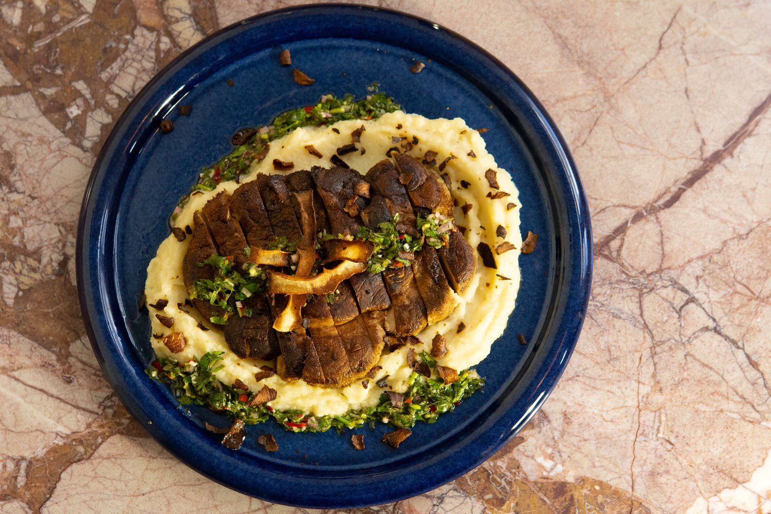 Pruikzwam, pastinaak, chimichurri