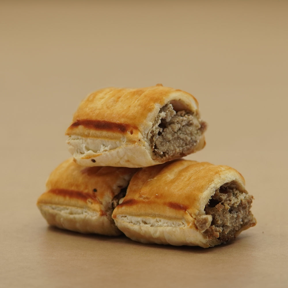 Vegan Oesterzwam Mini Saucijzenbroodje van rotterzwam (gebakken)